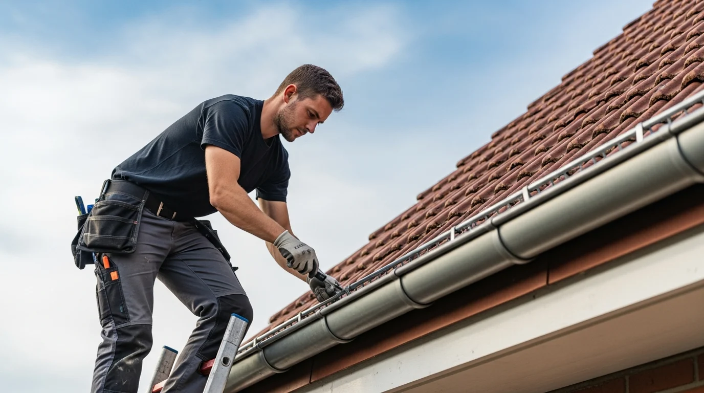 Installation neuer Kupfer-Dachrinnen